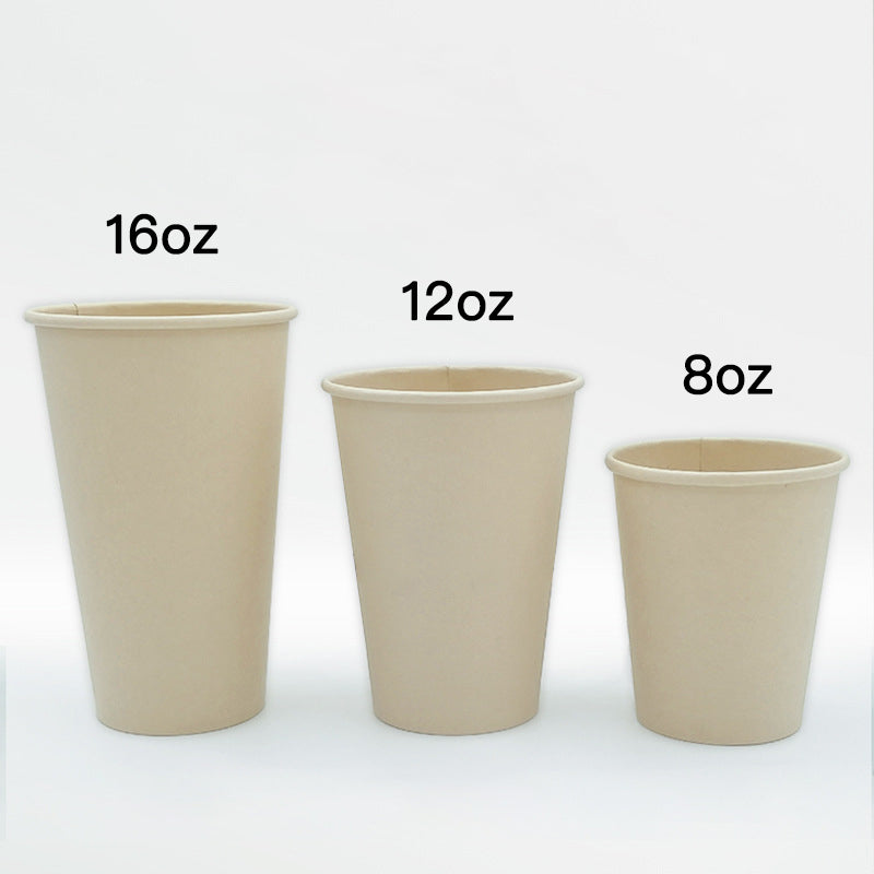 Biodegradable Sugarcane Fiber Coffee Cups with Lids – Eco-Friendly Disposable Hot Drink Cups, Natural Brown Compostable Paper Cups for Tea, Milk Tea, Coffee & Commercial Use HL07CP303